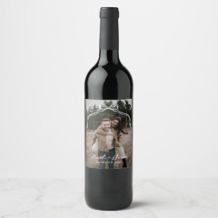 Bow Wedding Photo Wine Label