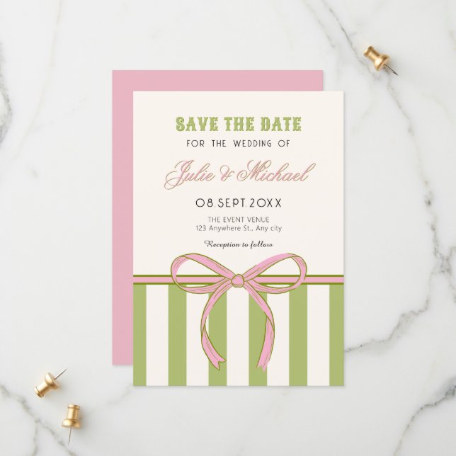 Bow wedding save the date (Front/Back In Situ)
