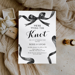 Bow We're Tying The Knot Engagement Party Invitation