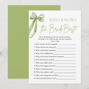 Bow Who Knows The Bride Best Bridal Shower Game Invitation