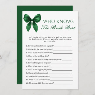 Bow Who Knows The Bride Best Bridal Shower Game Invitation