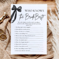 Bow Who Knows The Bride Best Bridal Shower Game