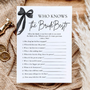 Bow Who Knows The Bride Best Bridal Shower Game Invitation