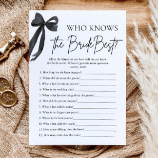 Bow Who Knows The Bride Best Bridal Shower Game Invitation