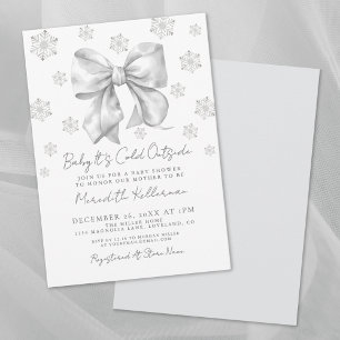 Bow Winter Baby Shower Invitation