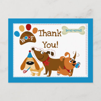 Bow Wow Dog Thank You Postcard