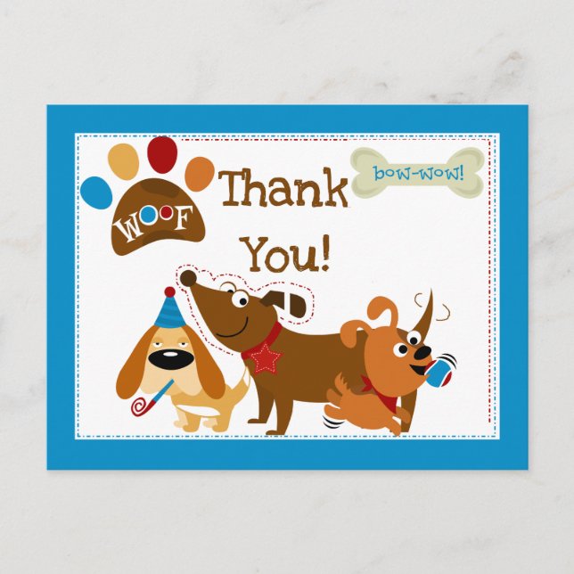 Bow Wow Dog Thank You Postcard (Front)