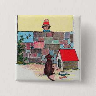 Bow-wow-wow! Whose dog art thou? Nursery Rhyme 15 Cm Square Badge