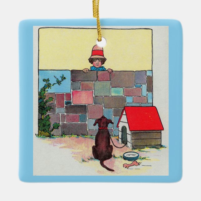 Bow-wow-wow! Whose dog art thou? Nursery Rhyme Ceramic Ornament (Front)