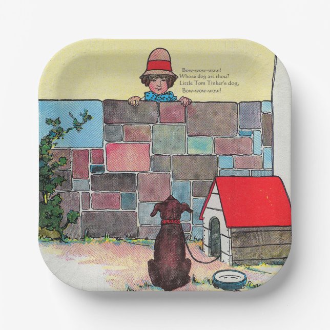 Bow-wow-wow! Whose dog art thou? Nursery Rhyme Paper Plate (Front)