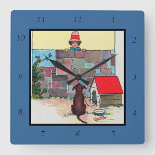 Bow-wow-wow! Whose dog art thou? Nursery Rhyme Square Wall Clock