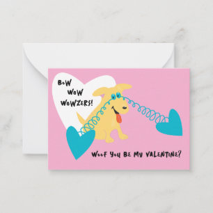Bow Wow Wowzers Yellow Dog Kids Valentine Card