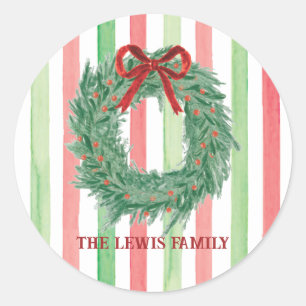 Bow Wreath Watercolor Christmas Sticker