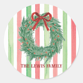 Bow Wreath Watercolor Christmas Sticker