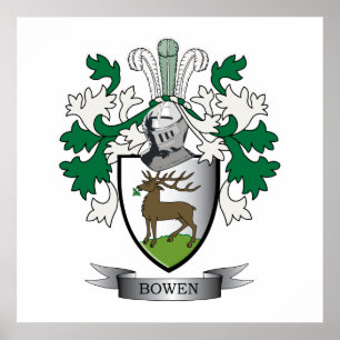 Bowen Family Crest Coat of Arms Poster