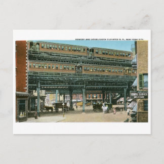Bowery and Doubledeck Elevated R.R., NYC Postcard