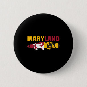 Bowfin Fish - Maryland State Flag Fishing  6 Cm Round Badge