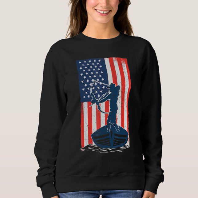 Bowfishing American Flag Fish Bow Hunting Sweatshirt (Front)