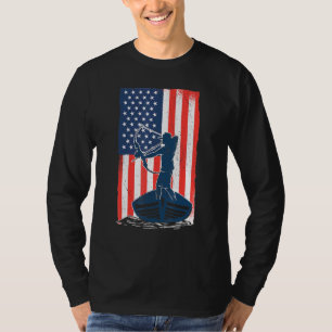 Bowfishing American Flag Fish Bow Hunting T-Shirt