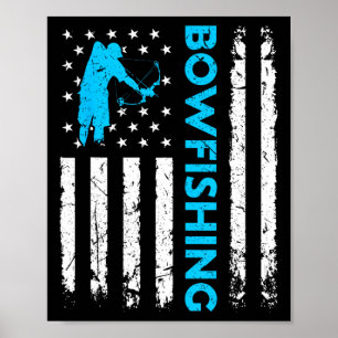 Bowfishing Us Flag Vintage Fishing Bowfish Hunter  Poster
