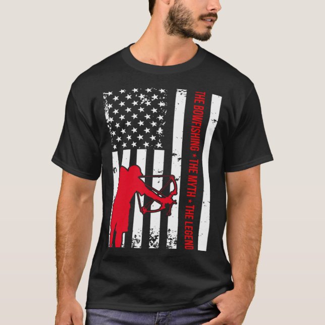 Bowfishing USA Flag Vintage great cool T-Shirt (Front)