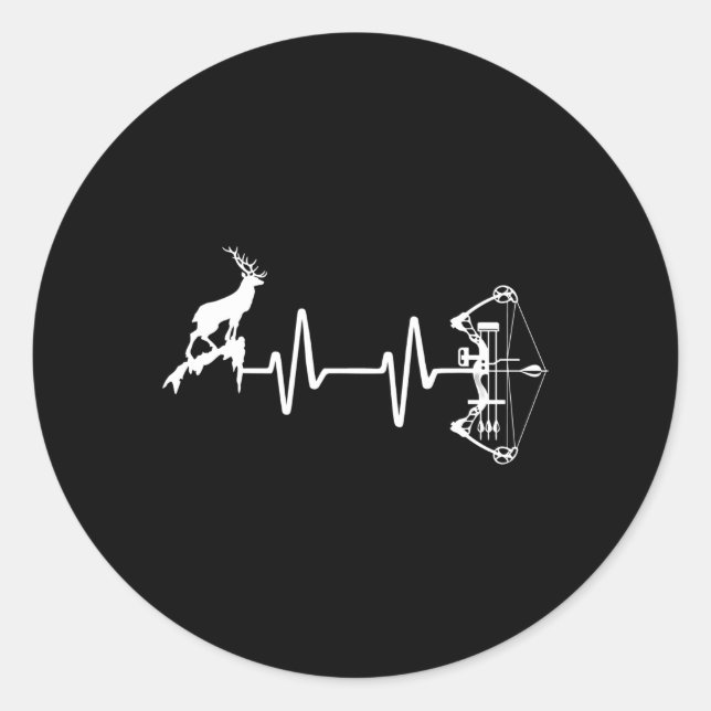 Bowhunter Deer Hebeat Bow Hunting Classic Round Sticker (Front)