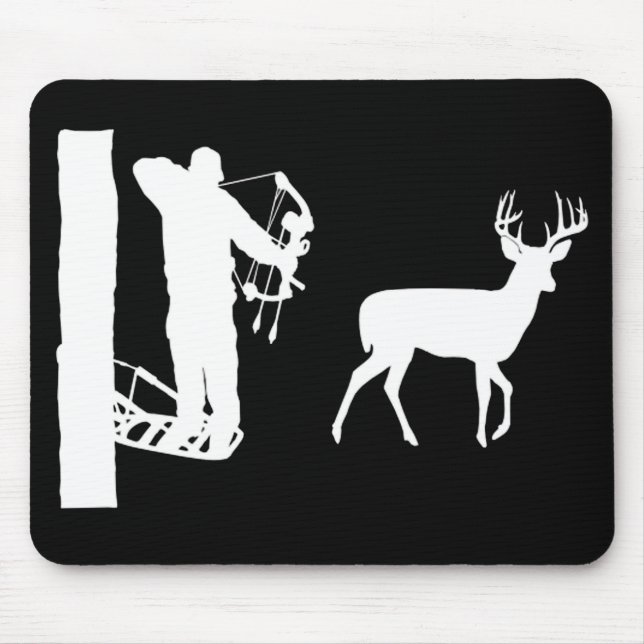 Bowhunter in Treestand Shooting Deer Mouse Pad (Front)