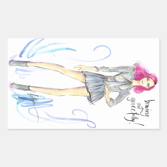 Bowing Out Gracefully Rectangular Sticker (Front)