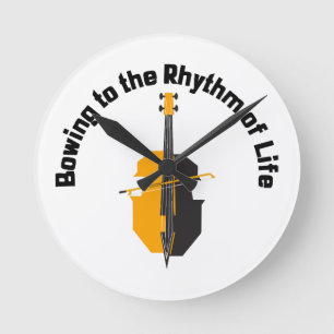 Bowing to the Rhythm of Life Cello Round Clock