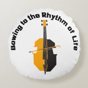 Bowing to the Rhythm of Life Cello Round Cushion