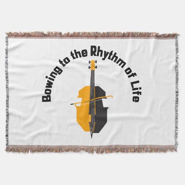 Bowing to the Rhythm of Life Cello Throw Blanket (Front)