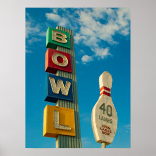 BOWL in Colour - Vintage Bowling Alley Neon Sign