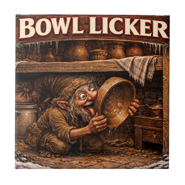 Bowl Licker Icelandic Yule Lad Tile (Front)