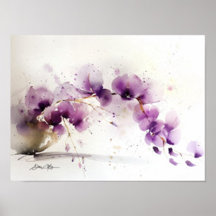 Bowl of Beautiful Purple Flowers Poster