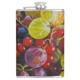 Bowl of Berries – Hyperrealistic Fruit Still Life Hip Flask