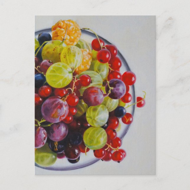 Bowl of Berries – Hyperrealistic Fruit Still Life Postcard (Front)
