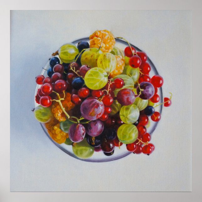 Bowl of Berries – Hyperrealistic Fruit Still Life Poster (Front)