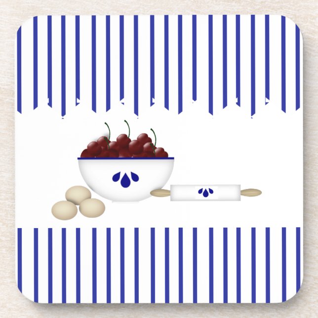 Bowl Of Cherries Cork Coasters (Front)