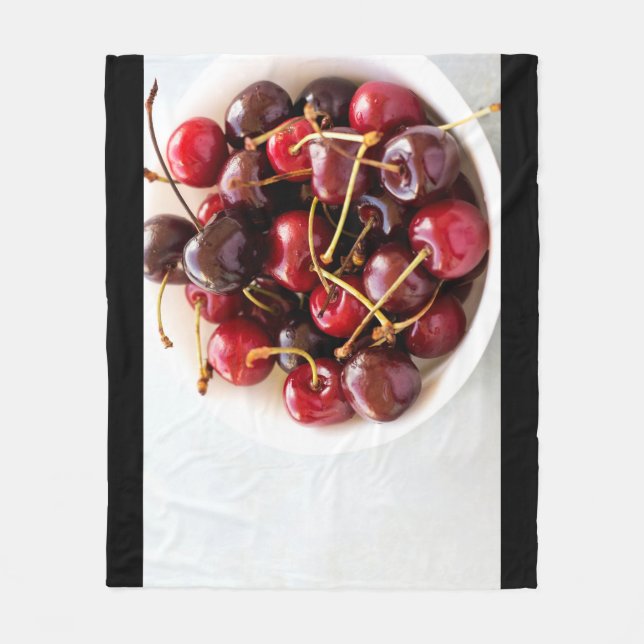 bowl of Cherries Fleece Blanket (Front)