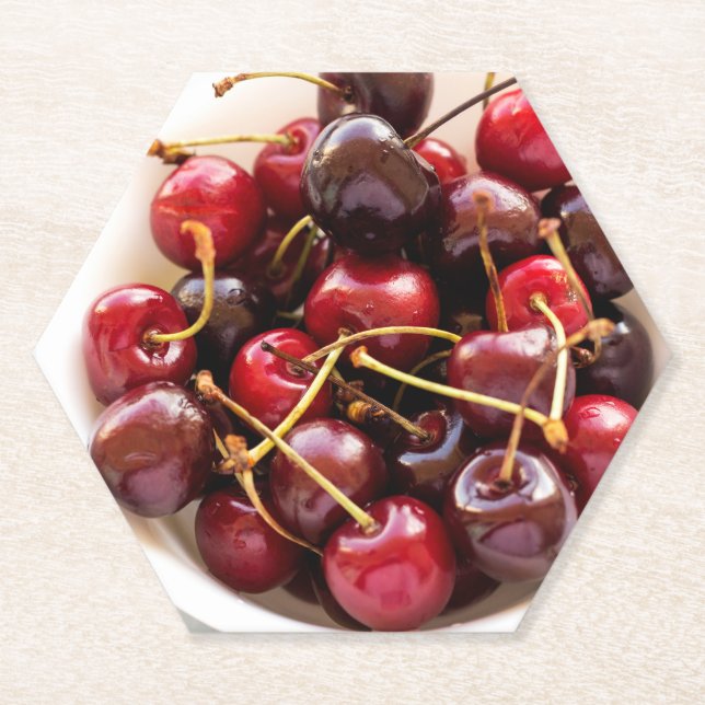 bowl of Cherries Paper Coaster (Front)