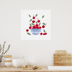 Bowl of Cherries Watercolor  Poster