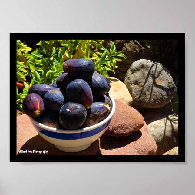 Bowl of Fig Fruit on Stone Poster (Front)