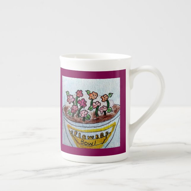 Bowl of Flowers Wine Bone China Mug (Right)