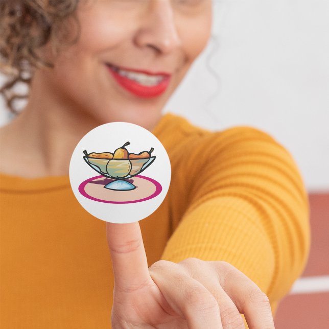 Bowl of Fruit Classic Round Sticker (Creator Uploaded)