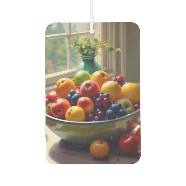 Bowl of fruit on table classical oil painting car air freshener (Front)