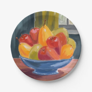 Bowl of Fruit Watercolor Painting Paper Plate