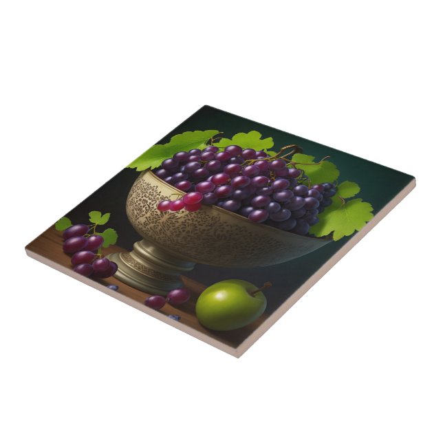 Bowl of Grapes Print Tile (Side)