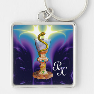 BOWL OF HYGEIA , MEDICINE ,PHARMACY MONOGRAM KEY RING