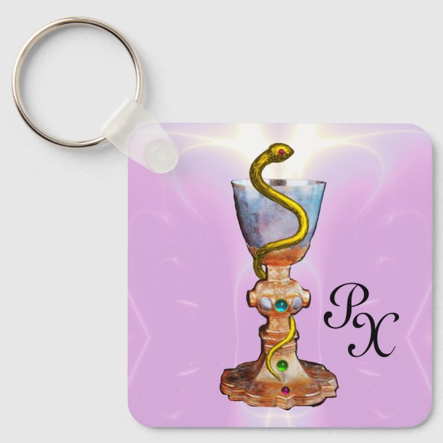 BOWL OF HYGEIA , MEDICINE ,PHARMACY MONOGRAM KEY RING (Front)