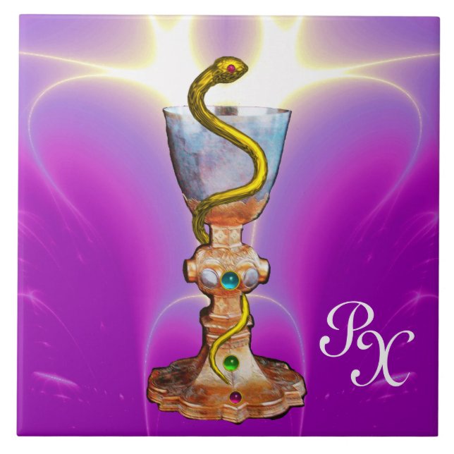 BOWL OF HYGEIA  MONOGRAM Medicine, Pharmacy Pink Tile (Front)